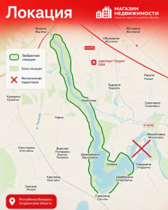 Локация поиска участка на берегу Немана, Гродненский район